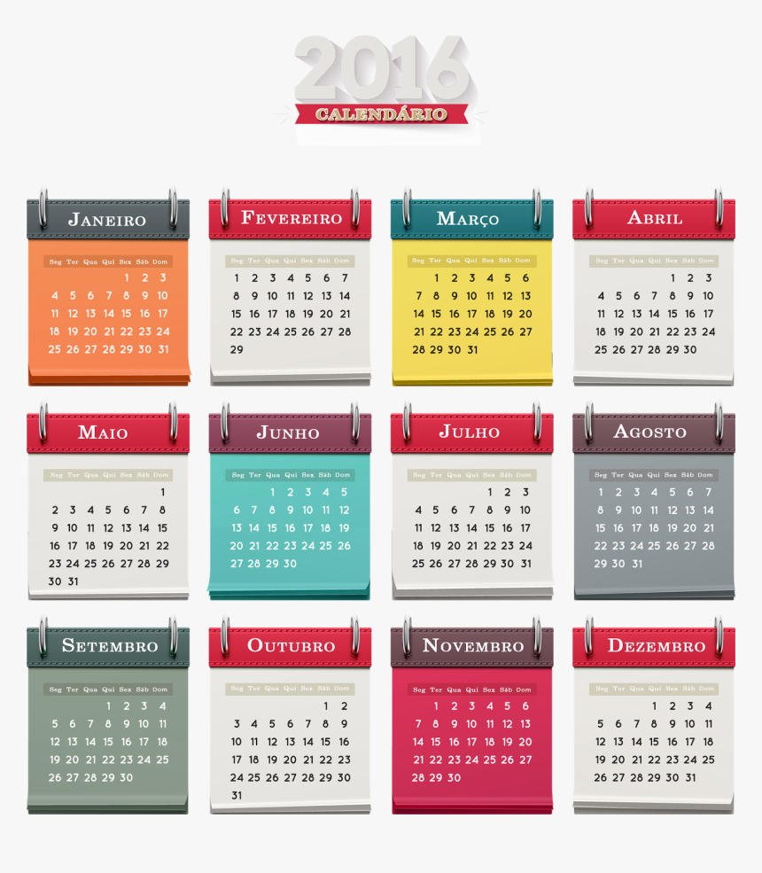 Grid Calendário 2016 Png Psd Pdf Jpg - 2011, Transparent Png