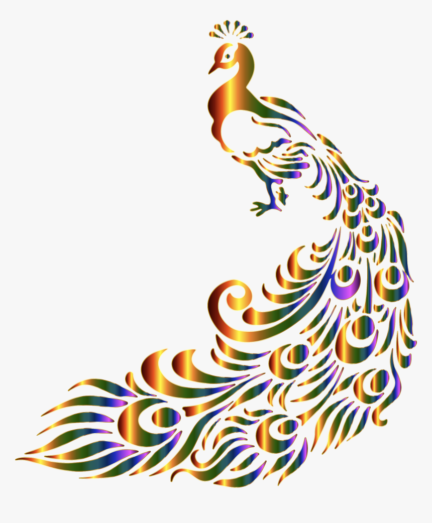 Chromatic Peacock 7 No Background Clip Arts - Drawing For Wall Decoration, HD Png Download