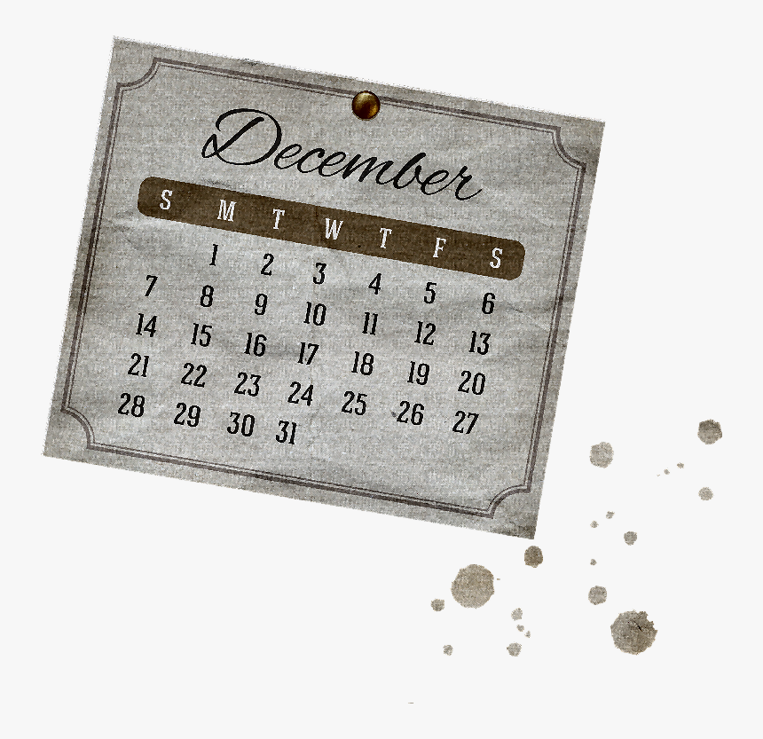 Calendario Vintage Diciembre - Paper, HD Png Download