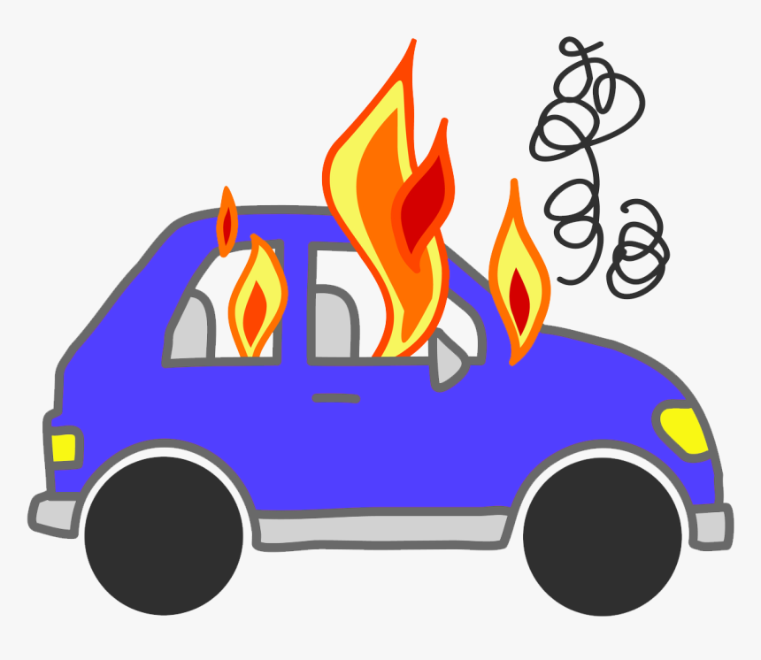 Transparent Pink Car Png - Car On Fire Clip Art, Png Download
