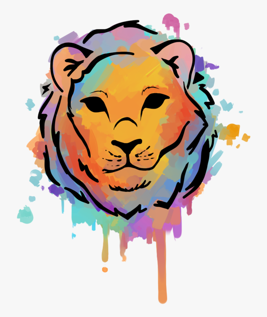 Watercolor Lion By Little Space Ace - Watercolor Painting, HD Png Download