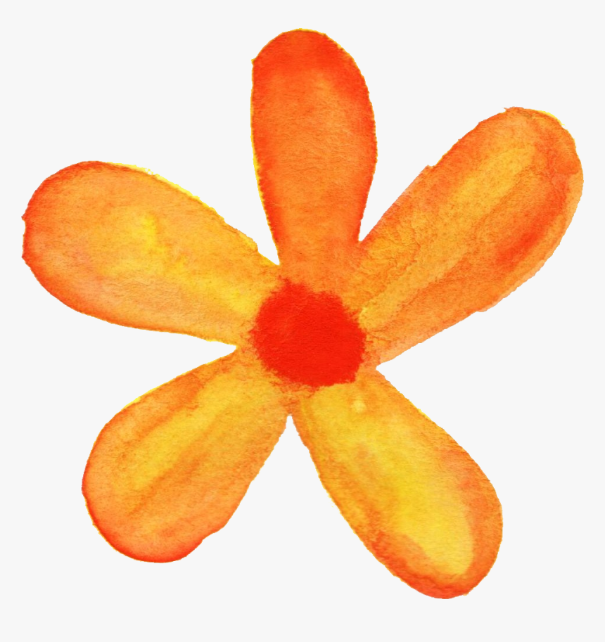 Flower Png Watercolor - Orange Flower Watercolor Png, Transparent Png