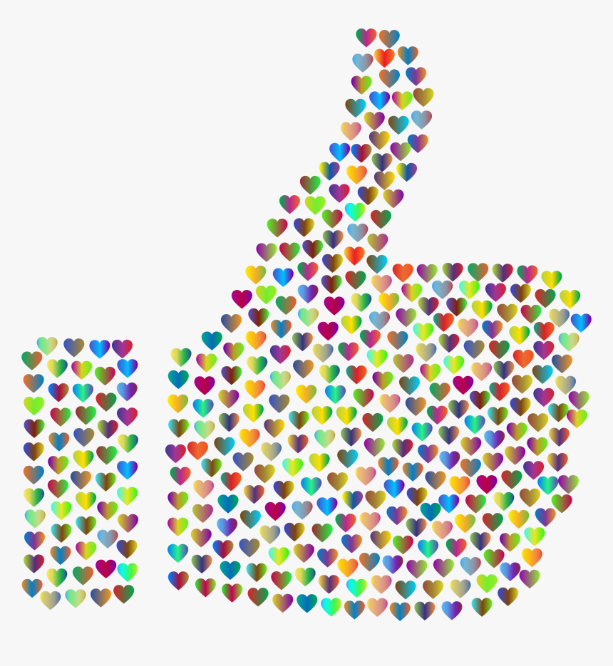 Prismatic Hearts Thumbs Up Silhouette 4 No Background - Thumbs Up Transparent Background, HD Png Download