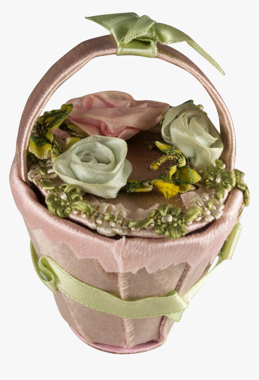 Vintage Silk Ribbon Doll S Flower Basket Or Purse For - Garden Roses, HD Png Download