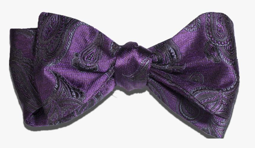 Purple With Gray And Black Woven Paisley Silk Bow Tie, HD Png Download