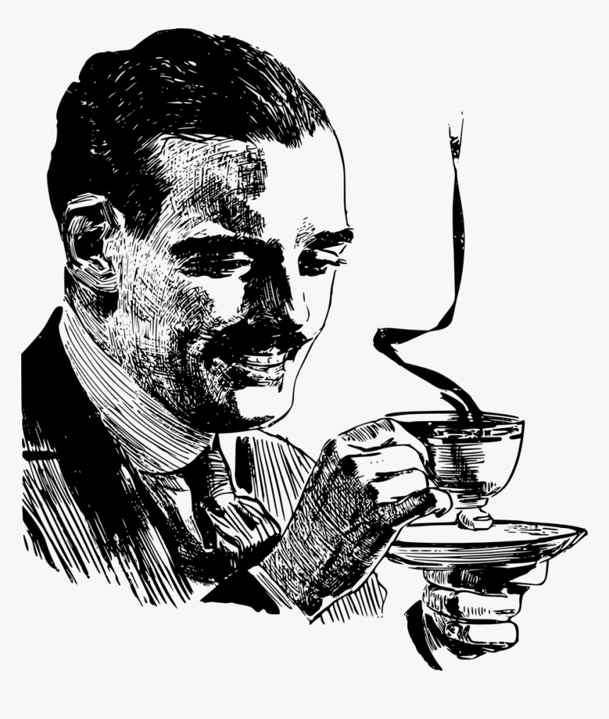 Human Behavior,art,visual Arts - Mustache Man With Coffee, HD Png Download