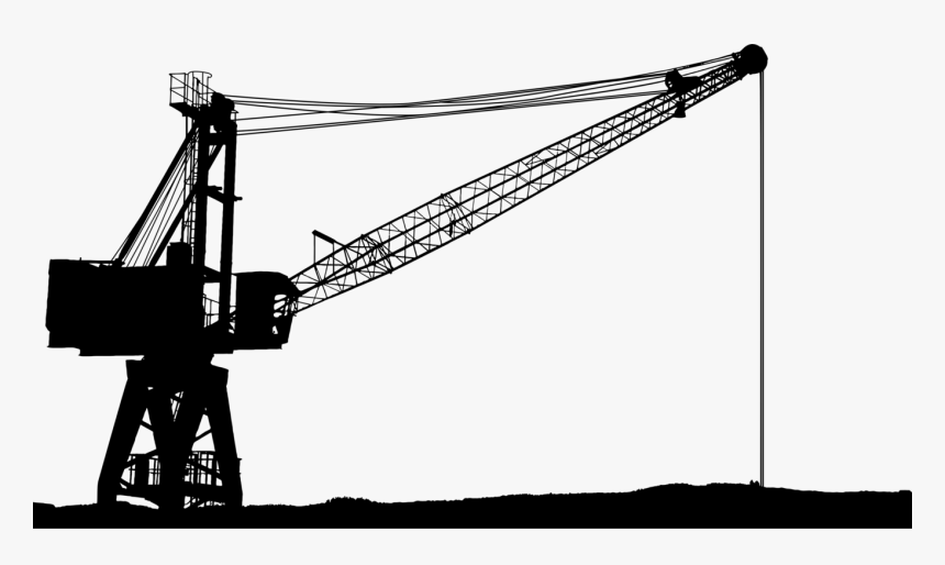 Grúa, Construcción, Silueta, Construir, Polipasto - Silhouette Kran, HD Png Download