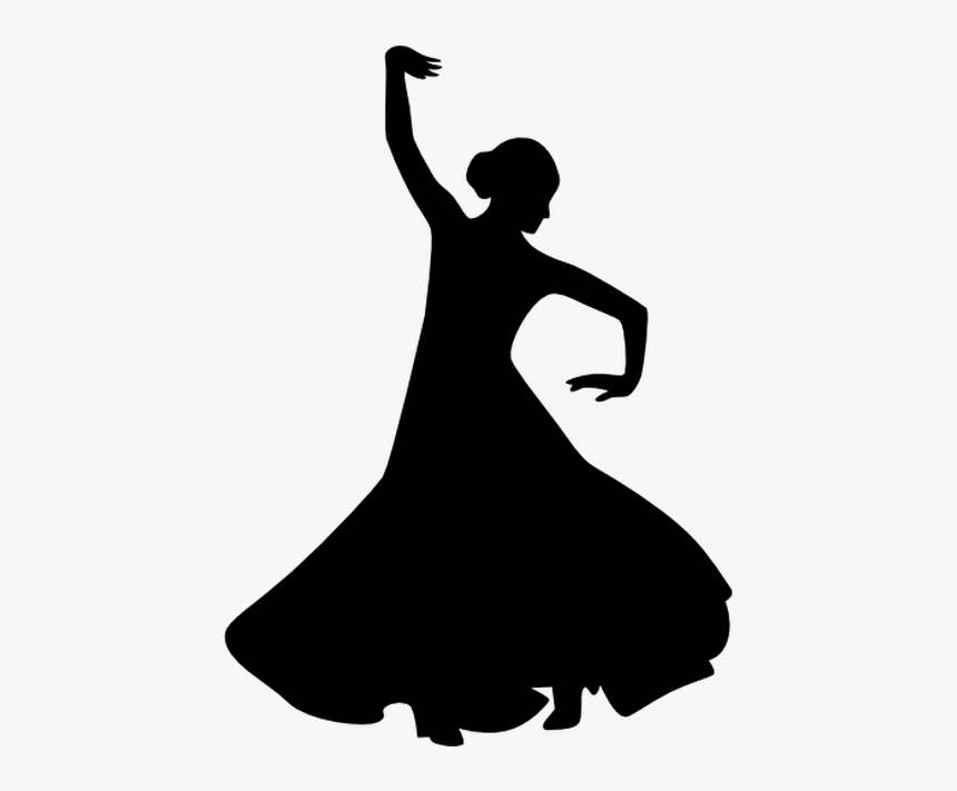 Flamenco Female Dancer Silhouette With Raised Right - Danseuse Flamenco Silhouette, HD Png Download