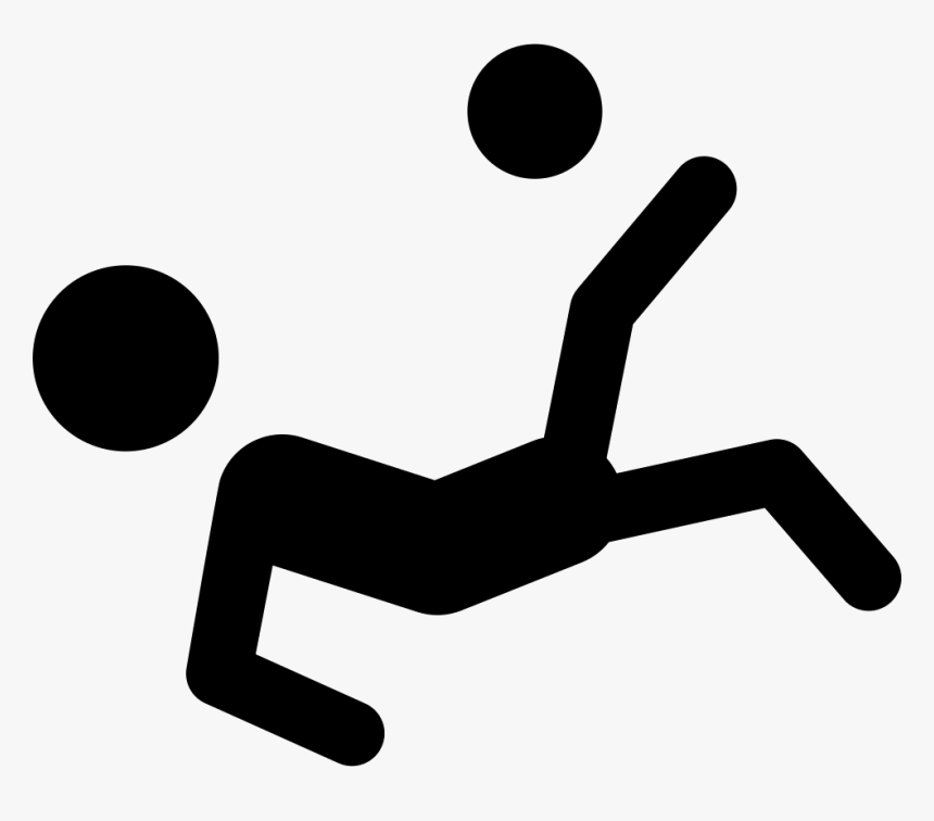 Soccer Player Silhouette Falling Kicking The Ball - Bicycle Kick Stick Figure, HD Png Download