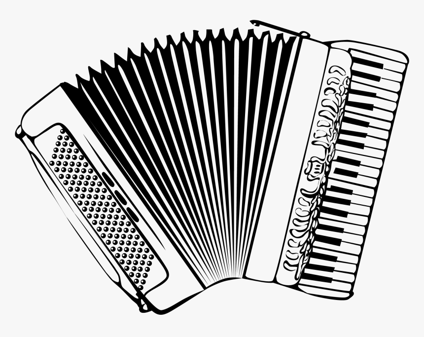 Black And White Accordion Instrument Vector Clip Art - Accordion, HD Png Download