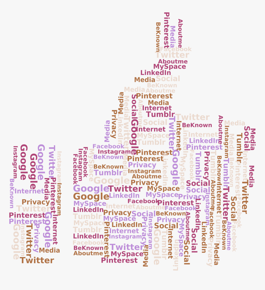 Thumbs Up Social Media Word Cloud 2 No Background Clip - Pattern, HD Png Download