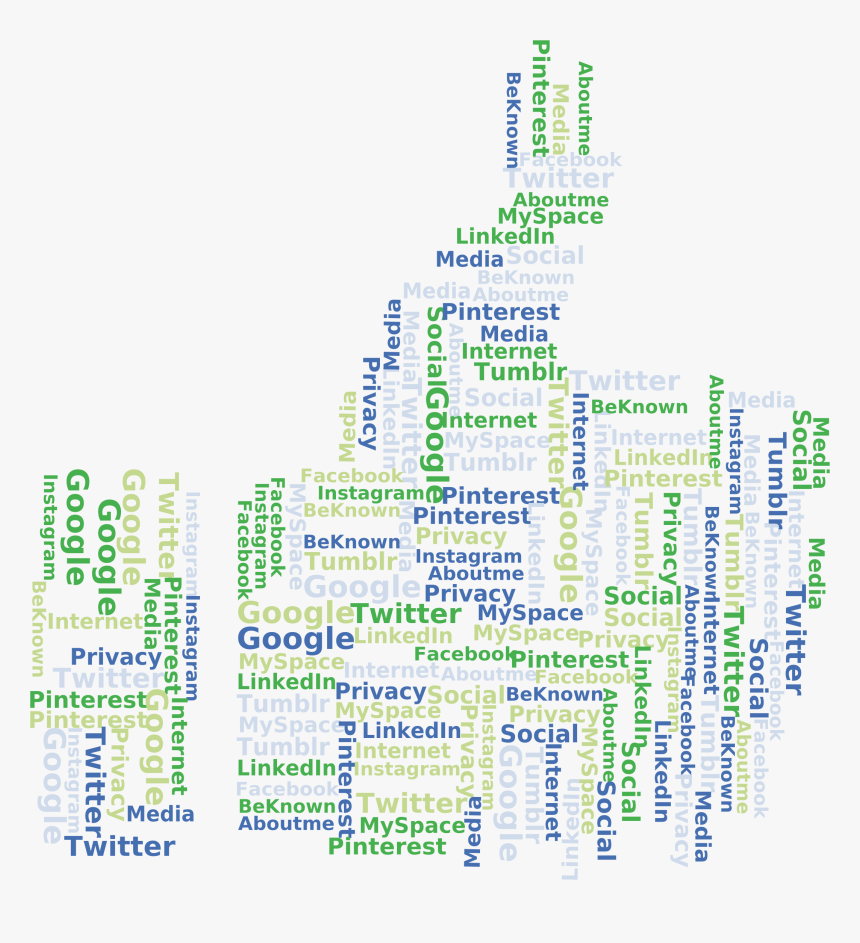 Thumbs Up Social Media Word Cloud No Background Clip - Social Work Icons Background, HD Png Download