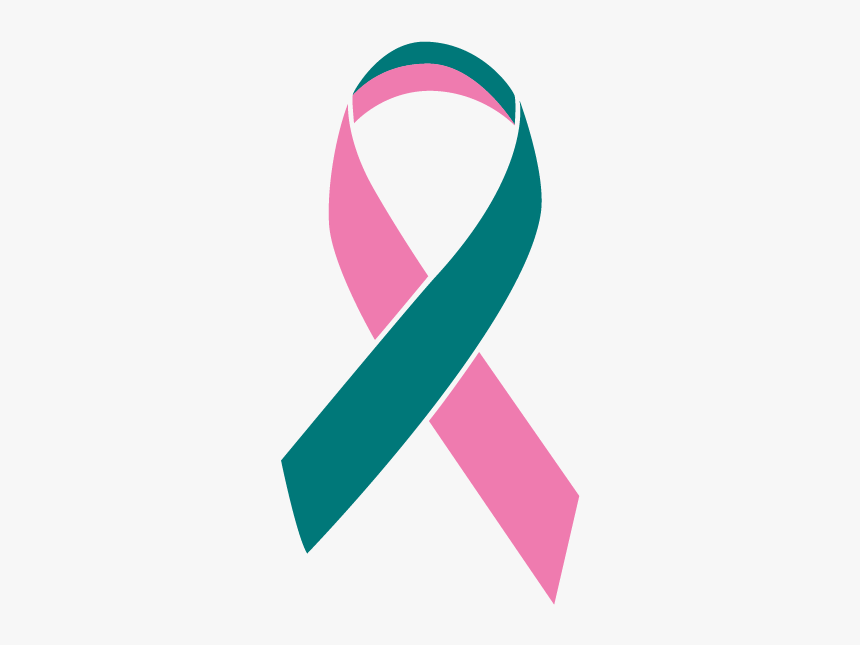 Teal And Pink Colored Gynecological Cancer Ribbon - Pancreatic Cancer Ribbon Png, Transparent Png