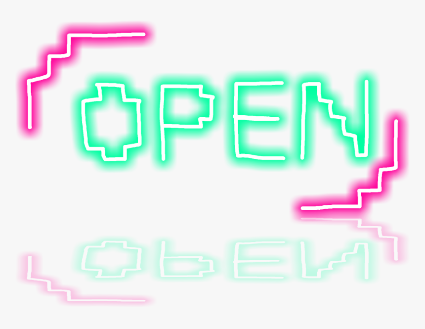 #neon #open #pixel #green #pink - Illustration, HD Png Download