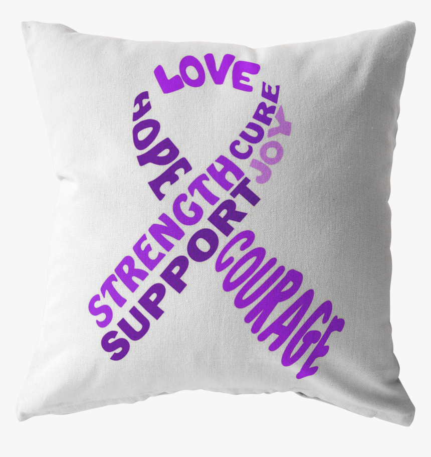 Purple Awareness Ribbon With Words Pillow - Cushion, HD Png Download