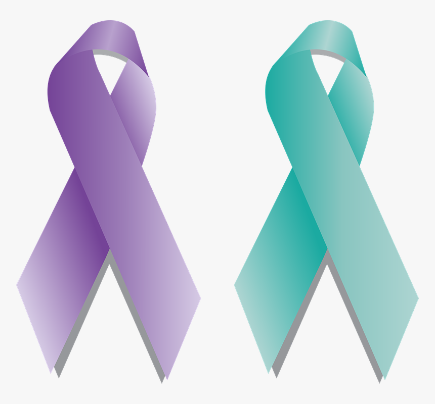 Ribbon, Awareness, Support, Disease, Medical - Teal And Purple Ribbons ...