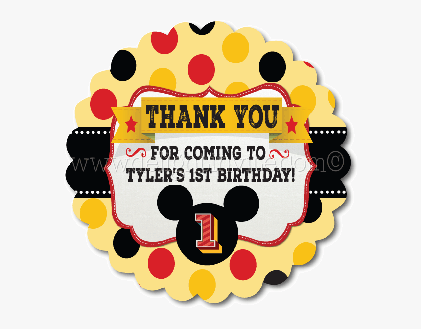 Mickey Mouse Birthday Favor Tag , Png Download - Mickey Mouse 1st Birthday Tags, Transparent Png