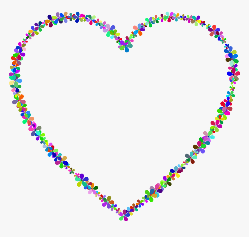Pretty Flower Heart Outline, HD Png Download