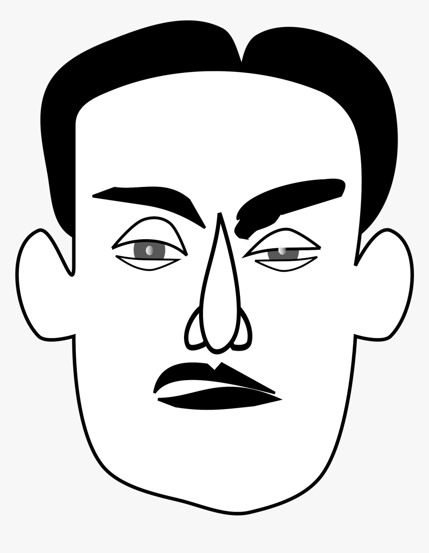 Grumpy/grouse Clip Arts - Man Face Clipart Black And White, HD Png Download