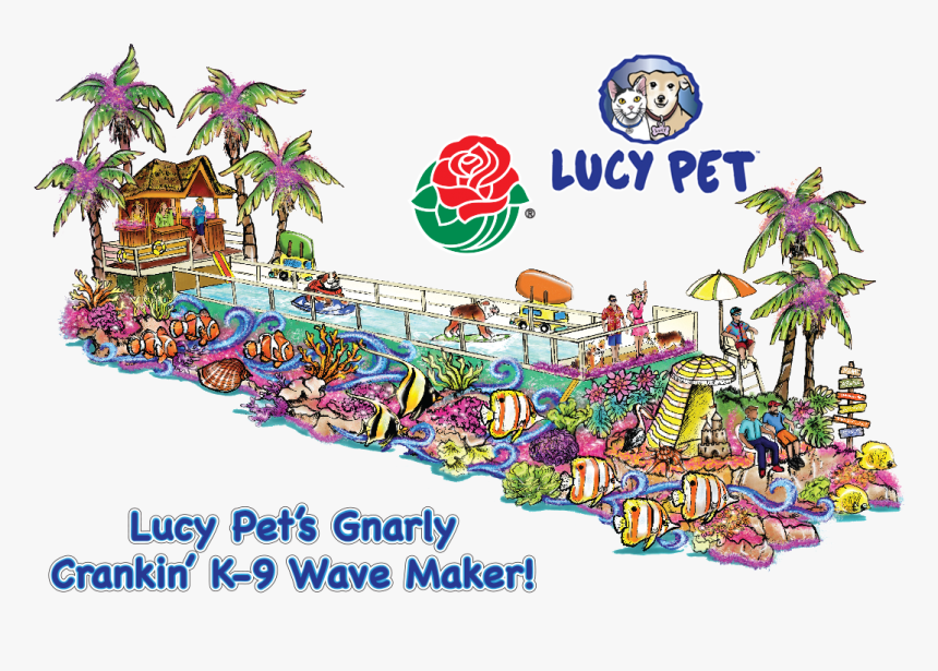 Rose Parade Surf Dog Float, HD Png Download