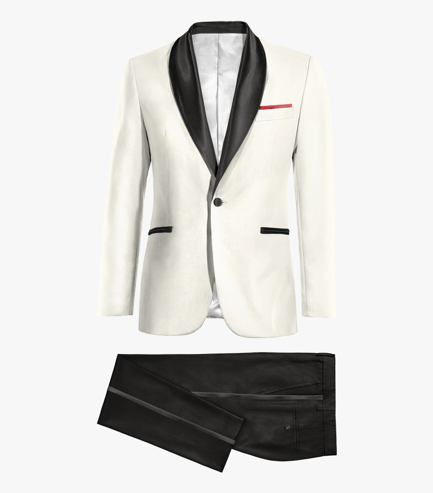 White & Black Round Lapel Polyester Tuxedo - Smoking Azul Y Blanco, HD Png Download