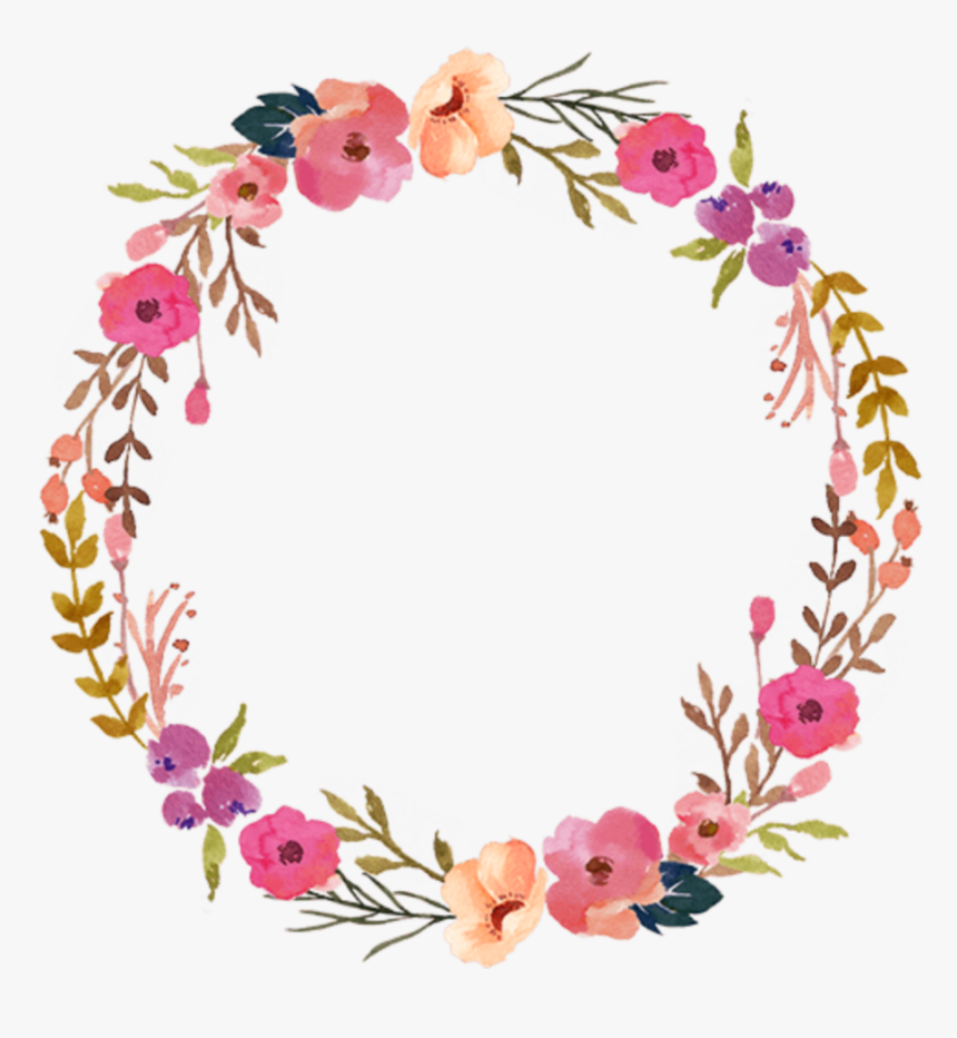 Watercolor Wreath Flower Png, Transparent Png , Png - Pink Floral Wreath Png, Png Download