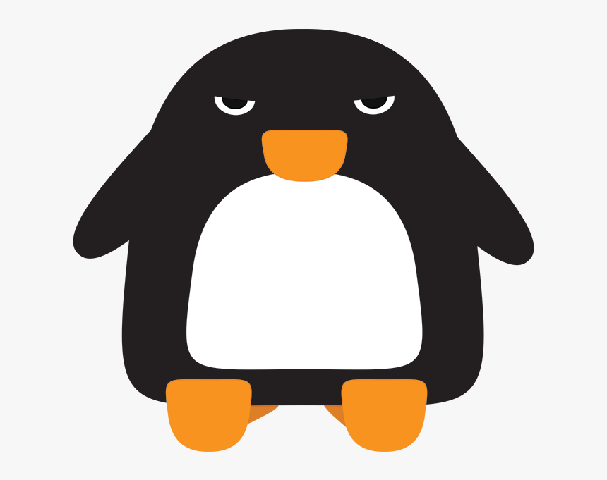 Grumpy Black White Orange Penguin - Adã©lie Penguin, HD Png Download