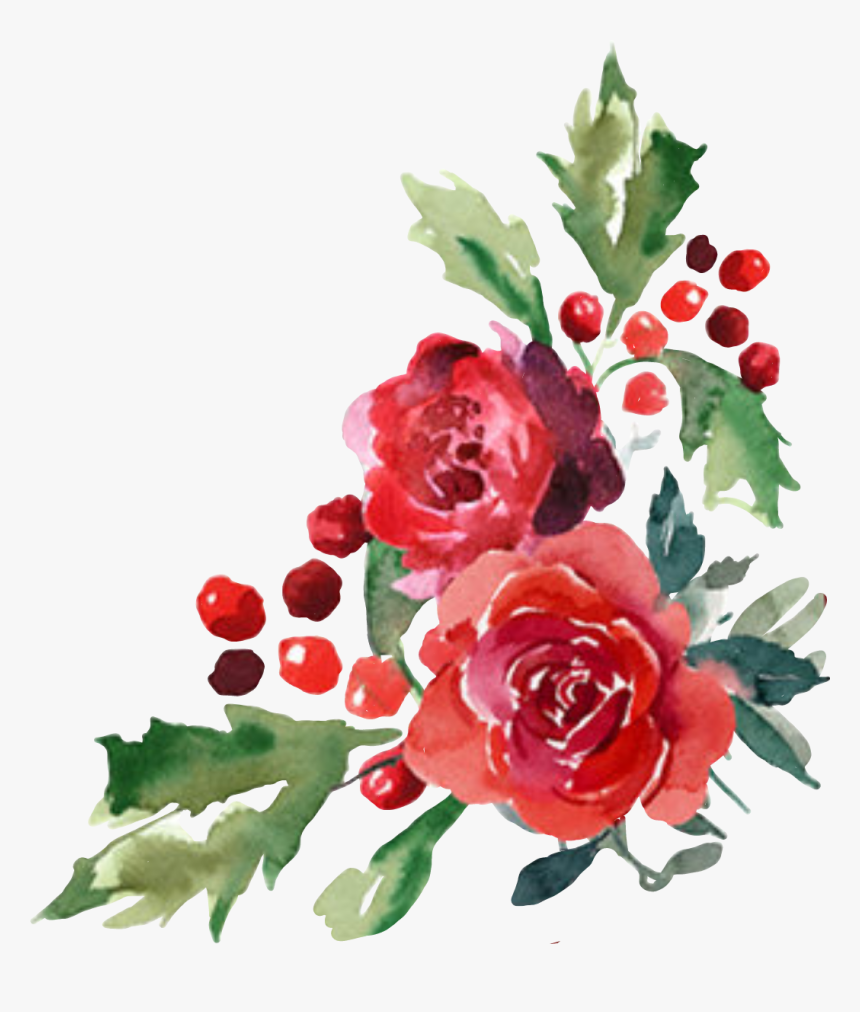 Flower Flor Flores Cornerdesign - Red Watercolor Flowers Png, Transparent Png