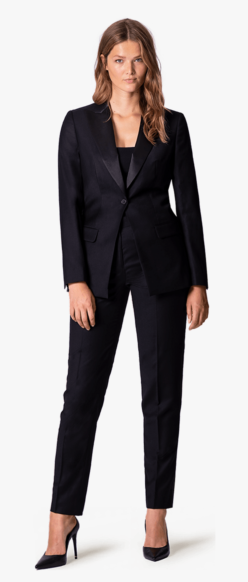 Black Wool Blend Tuxedo With Peak Lapels With Black - Tuxedo, HD Png Download
