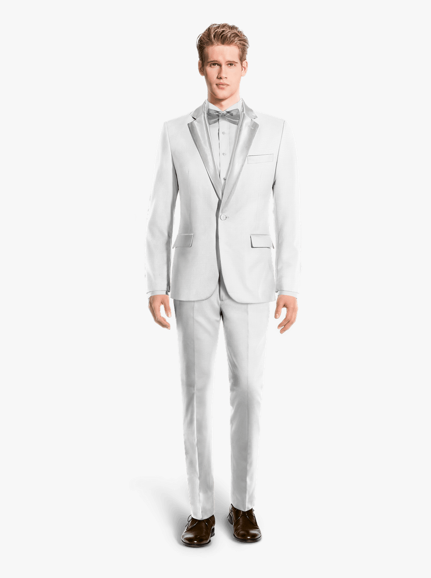 White Tuxedo-view Front - Collarless Suit, HD Png Download