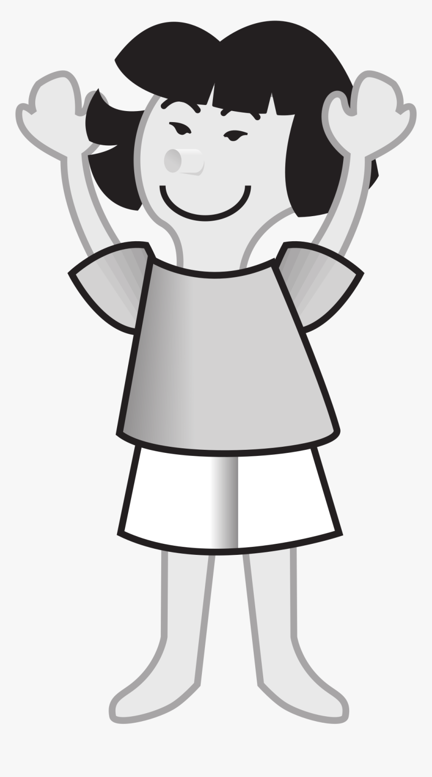 Standing Girl Clipart Black And White, HD Png Download