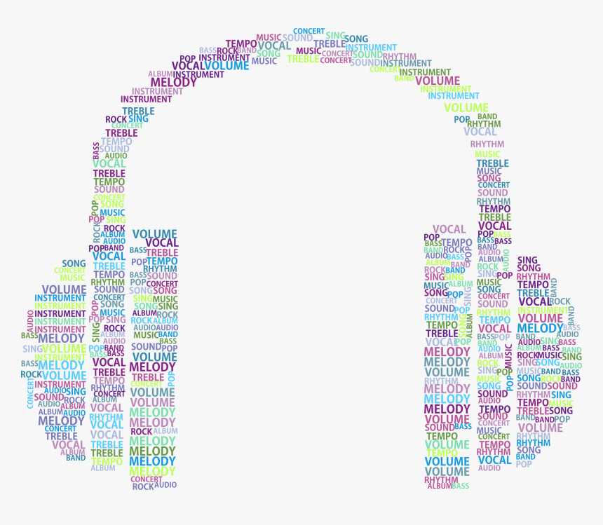 Music Headphones Word Cloud No Background Icons Png - Music With No Background, Transparent Png