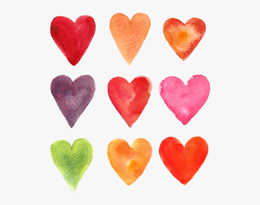 Watercolor Hearts By Anna Michalik - Free Heart Png Watercolor, Transparent Png