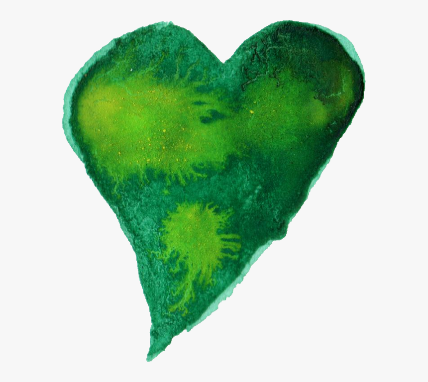Green Water Color Heart, HD Png Download