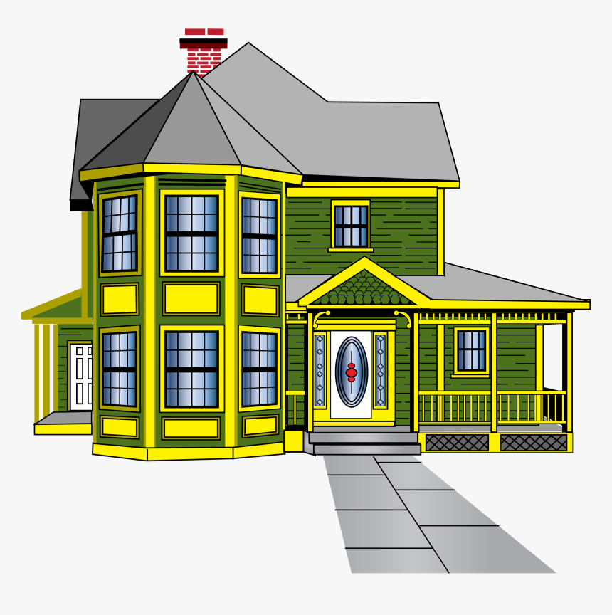 Gingerbread House Clip Arts - Green And Yellow House, HD Png Download