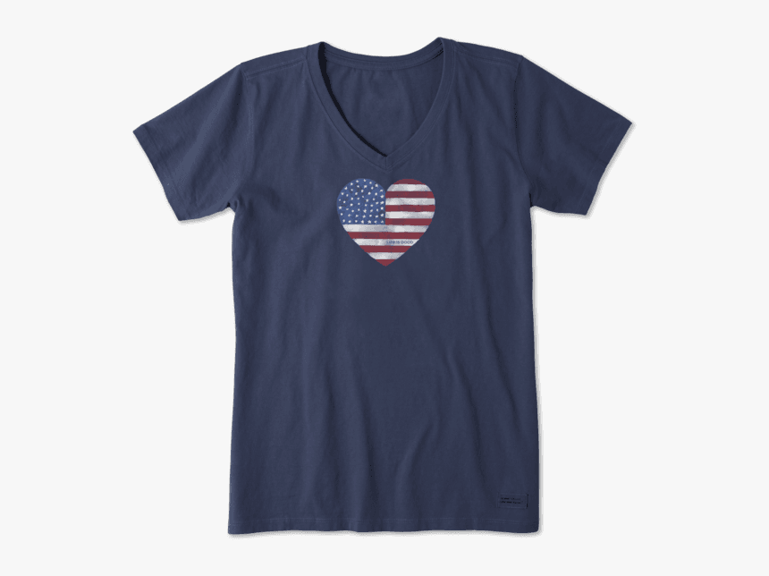 Women S Watercolor Flag Heart Crusher Vee - Girls Life Is Good Long Sleeve Top, HD Png Download