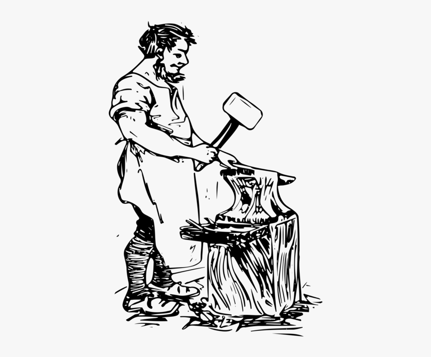 Art,monochrome Photography,artwork - Blacksmith Black And White Clipart, HD Png Download