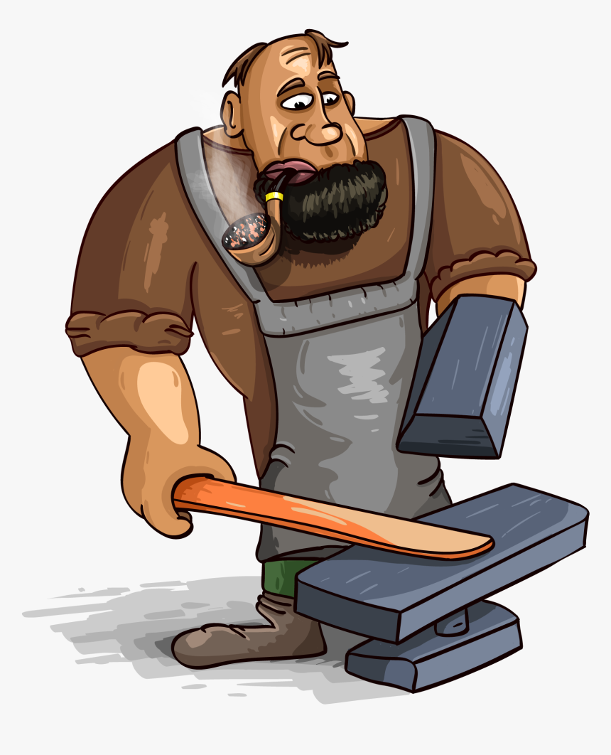 Blacksmith, Hammersmith, Hammer, Smoke - Blacksmith Cartoon Png, Transparent Png
