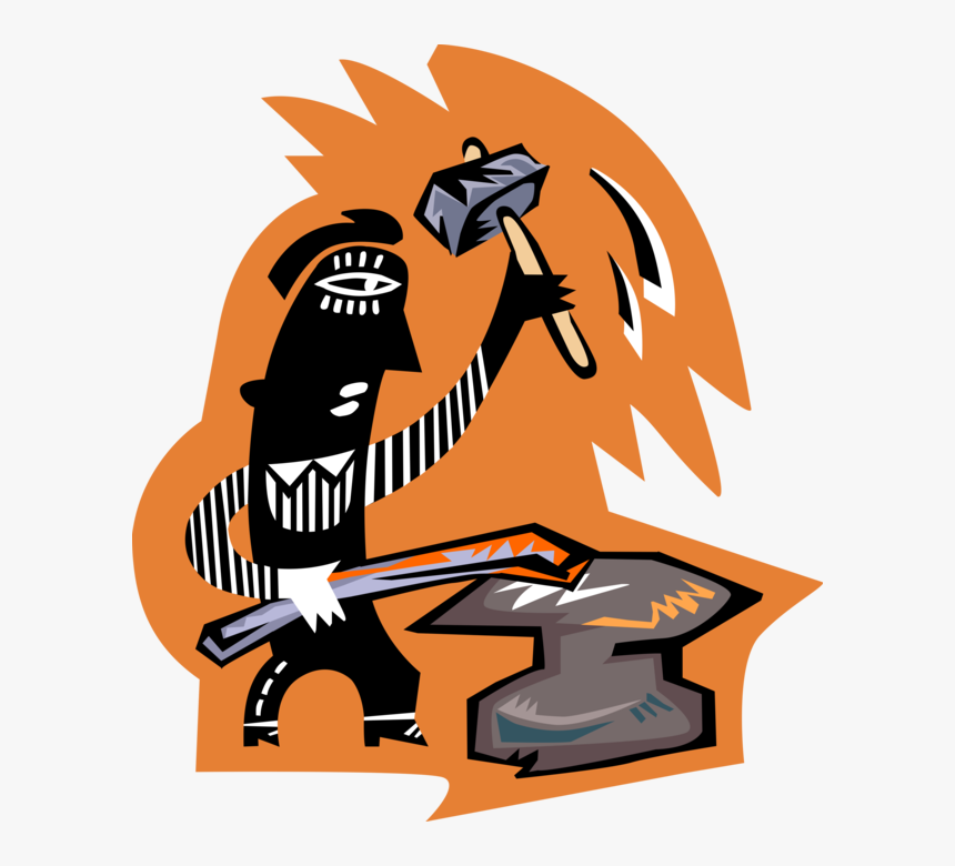 Vector Illustration Of Metalsmith Craftsman Blacksmith - Illustration, HD Png Download