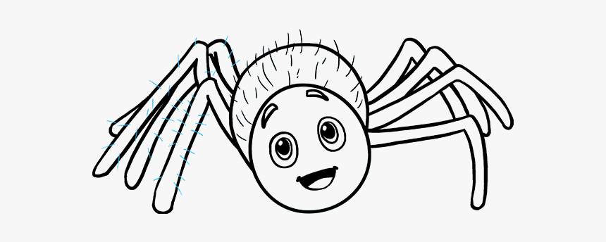 Spider Pic Drawing - Spider Cartoon Black And White, HD Png Download