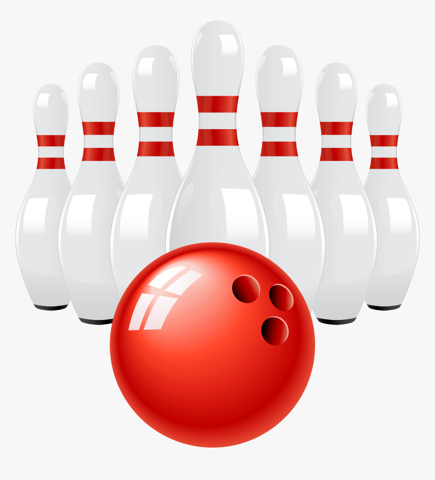 Red Bowling Ball And Pins Png Clip Art, Transparent Png
