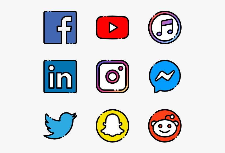 Social Media Png - Social Media Icons Straight Line Png, Transparent Png