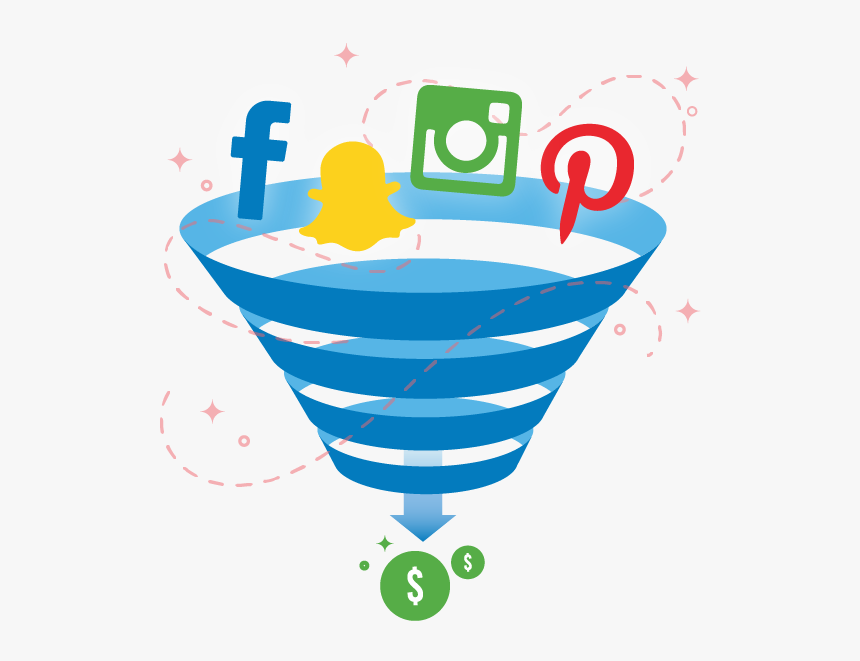 Facebook, Snapchat, Instagram, And Pinterest Icons - Funnel Of Social Media Icons, HD Png Download