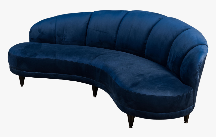 Blue Velvet Curved Sofa, HD Png Download