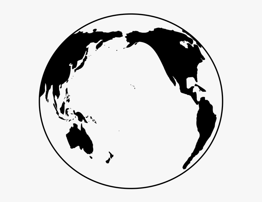Earth, Black And White, Globe, Pacific Ocean, Global - Earth Drawing Pacific Ocean, HD Png Download