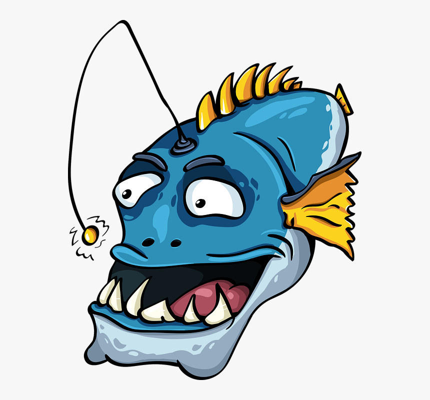 Fish, An Angler, Jaw, Toothy, Fun, Character, Sea - Angler Fish Cartoon, HD Png Download