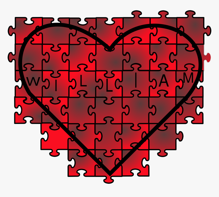 Red And Black Puzzle Heart, HD Png Download
