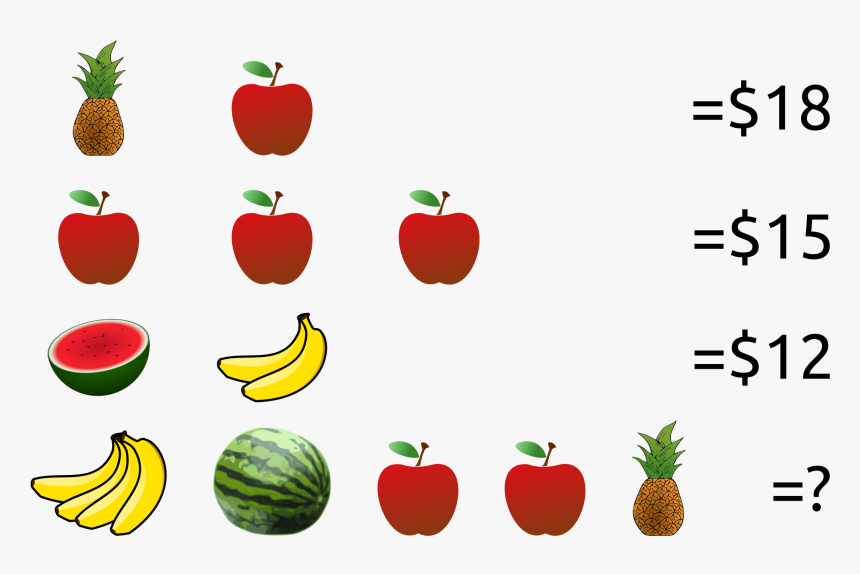 An Algebraic Puzzle Using Fruit - Algebraic Puzzles, HD Png Download