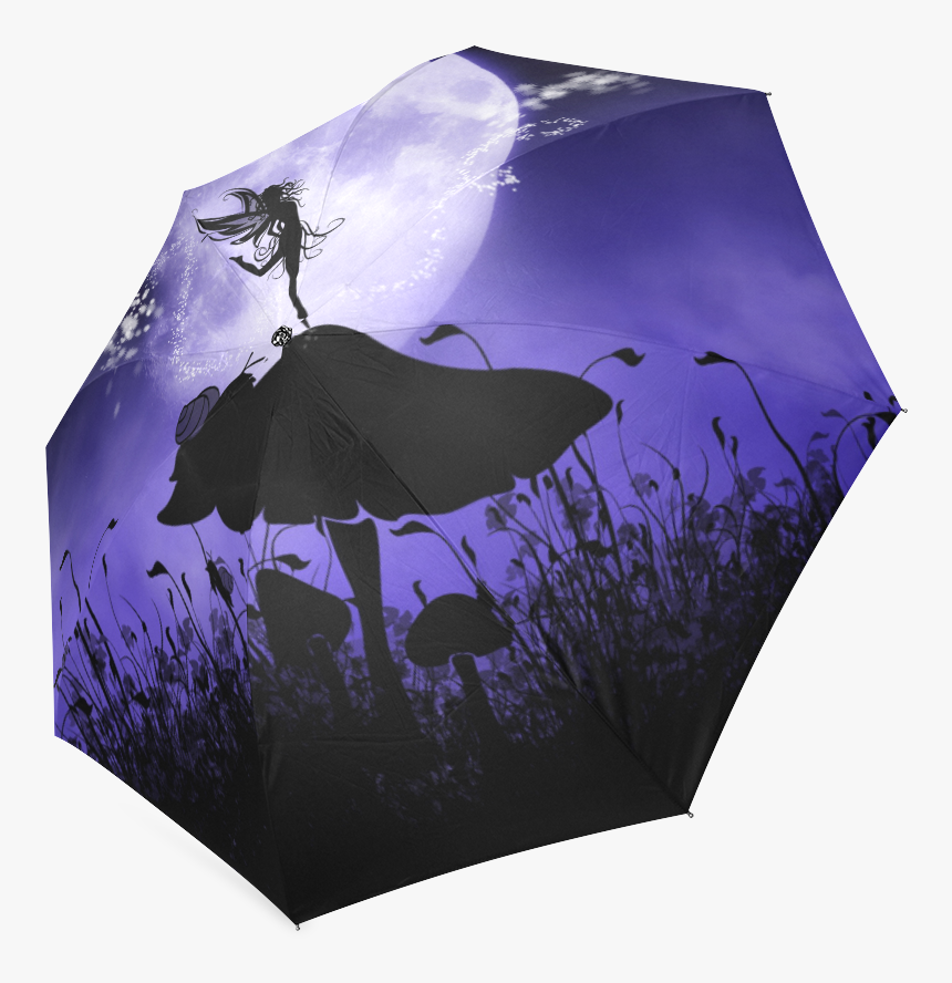 A Beautiful Fairy Dancing On A Mushroom Silhouette - Fairies Inverted Umbrella, HD Png Download