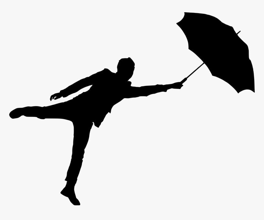 Clip Art Portable Network Graphics Silhouette Vector - Man Holding Umbrella Silhouette, HD Png Download